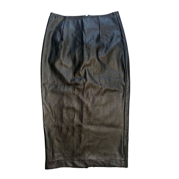 Vibrant Small Black Faux Leather Skirt - Picture 1 of 6